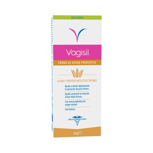 VAGISIL Crema de avena prebiótica para calmar y prevenir las molestias íntimas 30 g.
