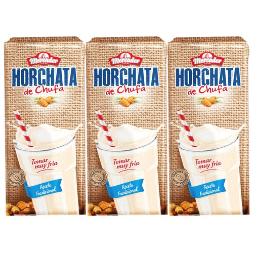 MERCADER Horchata de chufa UHT, receta tradicional MERCADER 3 x 200 ml.