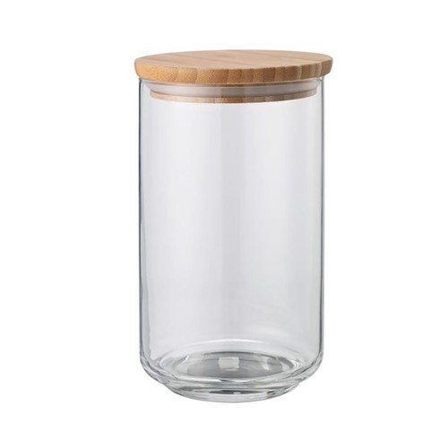 Bote de vidrio con tapa de madera, 0,5 litros, ACTUEL.