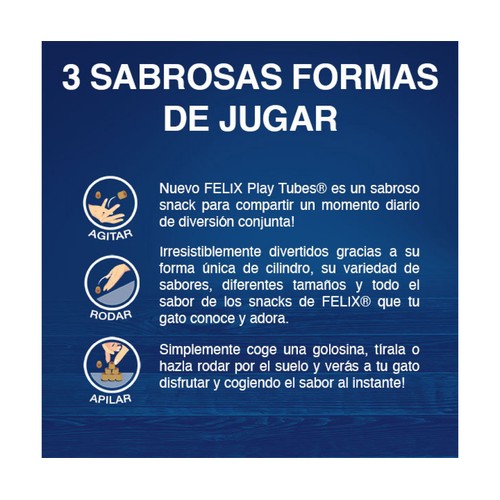 FELIX Snack para gatos sabor a pollo e hígado , Play Tubes, PURINA FÉLIX 50 g.