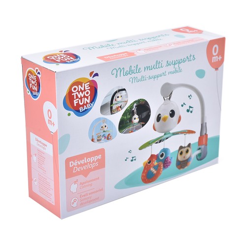 Móvil Carrusel Musical de Pajaritos para cuna o carro de bebé, relajante y desarrollo cognitivo +0 Meses ONE, TWO FUN Baby