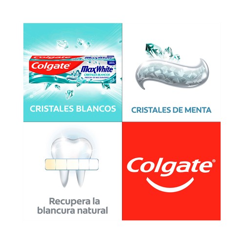 COLGATE Max white Pasta de dientes blanqueadora con cristales blancos 75 ml.