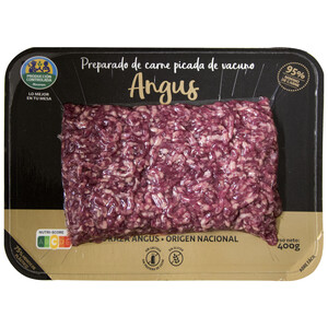 Preparado de carne picada de vacuno Angus de origen nacional ALCAMPO PRODUCCIÓN CONTROLADA 400 g.