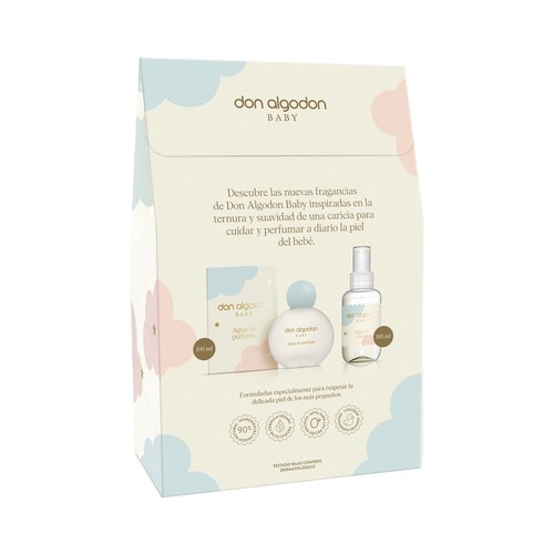 DON ALGODÓN Baby Set caricias con agua de perfume (100 ml.) y agua de colonia (100 ml.).