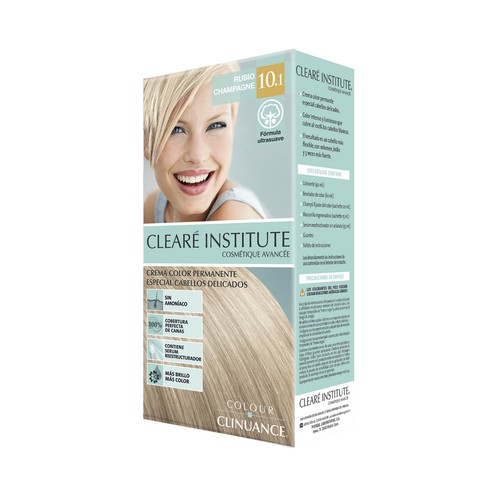 CLEARÉ INSTITUTE Crema de color permanente para cabellos delicados, tono 10.1 Rubio champagne CLEARÉ INSTITUTE.