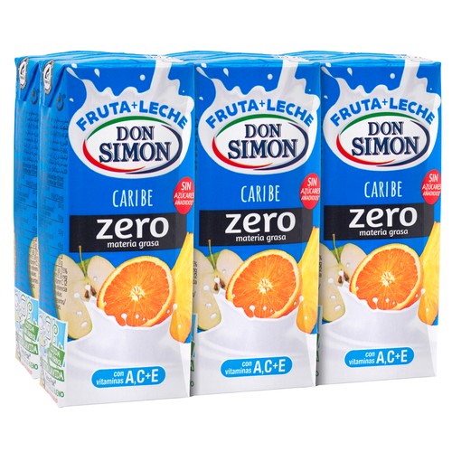 DON SIMON Leche con zumo de frutas caribeñas y 0% materia grasa Funciona max 6 x 200 ml.