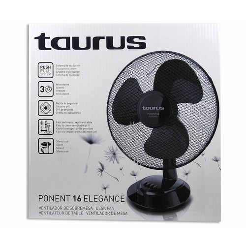 Ventilador de sobremesa TAURUS Greco 16 Elegance, 40W, 3 velocidades, 40cm, oscilante.