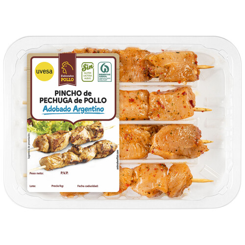 Pincho de pechuga de pollo con adobado Argentino UVESA 320 g.