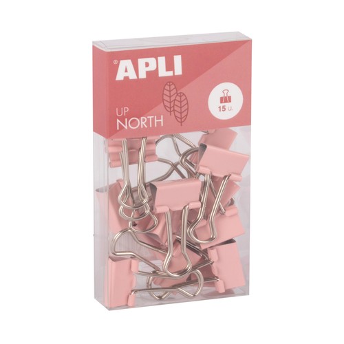 Pinza abatible 15 piezas 28mm color rosa. APLI UP NORTH