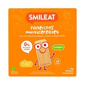 Imagen de SMILEAT Panecitos multicereales con plátano y calabaza, ecológicos, a partir de 8 meses 60 g.