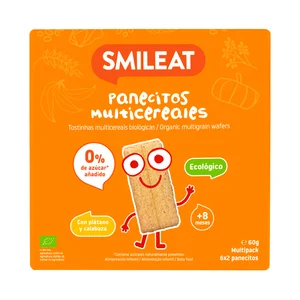 SMILEAT Panecitos multicereales con plátano y calabaza, ecológicos, a partir de 8 meses 60 g.