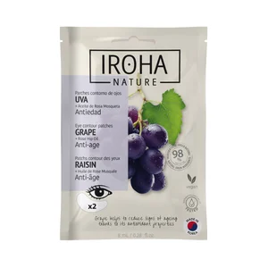 IROHA NATURE Parches antiedad para el contorno de ojos, con uva y aceite de rosa Mosqueta.