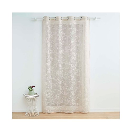 Visillo con anillas 140x240cm tejido aplicado karla taupe. U10.