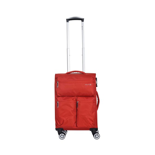 Maleta de cabina soft de 55 cm de color rojo y 8 ruedas ABS, AIRPORT ALCAMPO.