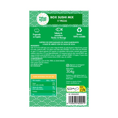 FOODIZ Box sushi mix 17 uds. 304 g.