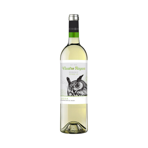 CUATRO RAYAS Vino blanco ecológico con D. O. Rueda botella de 75 cl.