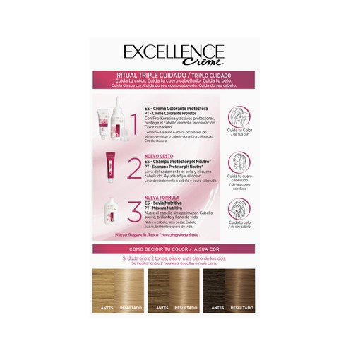 L´ORÉAL PARIS Excellence creme Tinte de pelo permanente tono 8 Rubio claro.