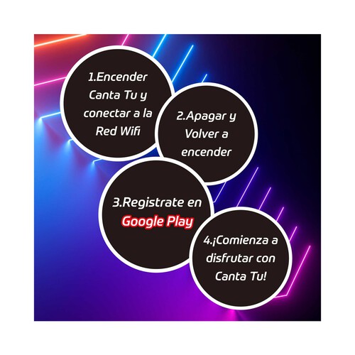 Canta Tú Pro Karaoke portátil, con micrófono, pantalla táctil y sistema android. Edad recomendada +8 años.