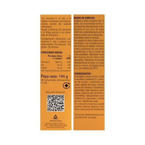 LEOTRON Vitamina C en comprimidos efervescentes, con sabor a naranja 36 uds.