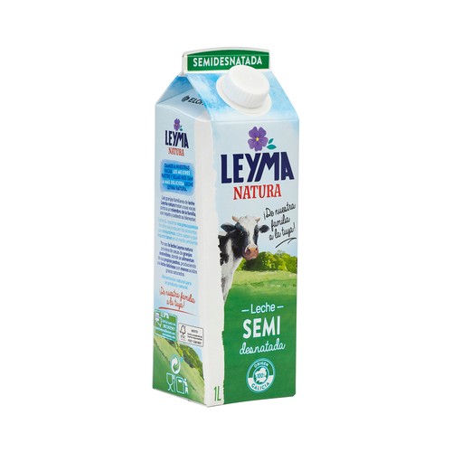 LEYMA Leche de vaca semidesnatada de origen 100% gallego Natura 1 l.