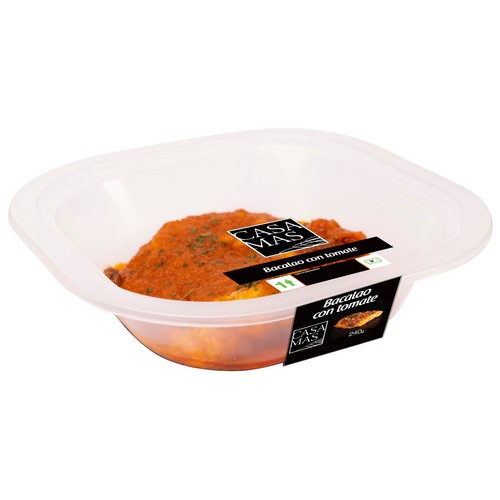 CASA MAS Bacalao con salsa de tomate, listo para calentar y comer CASA MAS 240 g.