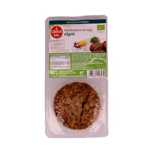 CÉRÉAL BIO Burguer de tofu con algas ecológicasCÉRÉAL BIO 2 hamburguesas, 150 g.