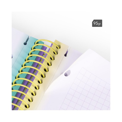 Cuaderno A4 tapa dura cuadriculado 5x5 mm 90 hojas 90 gr Sunset color lila. MILAN