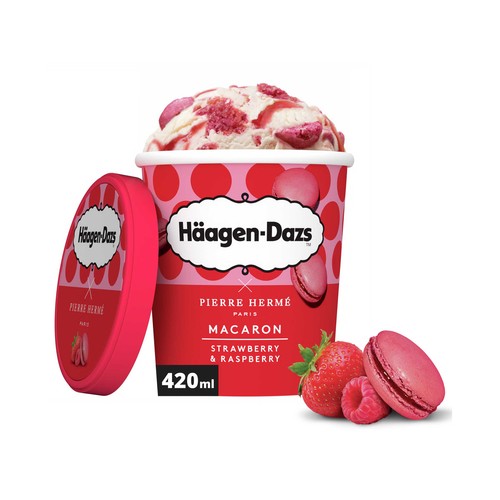 HÄAGEN-DAZS Helado de macaron fresa y frambuesa 420 ml.