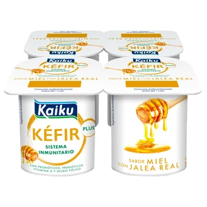 KAIKU Plus sistema inmunitario Kéfir sabor miel con jalea real 4 x 125 g.