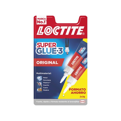 Pack de 2 pegamentos instantáneos, LOCTITE Super Glue-3 Original, 2x3grs.