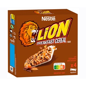NESTLÉ Barra cereal lion 4 uds.100 g.