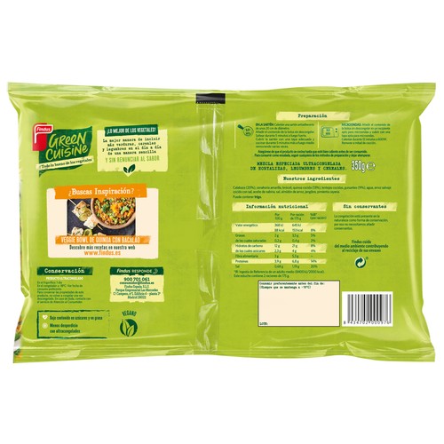 FINDUS Green cuisine Salteado de quinoa, calabaza y guisantes 350 g.