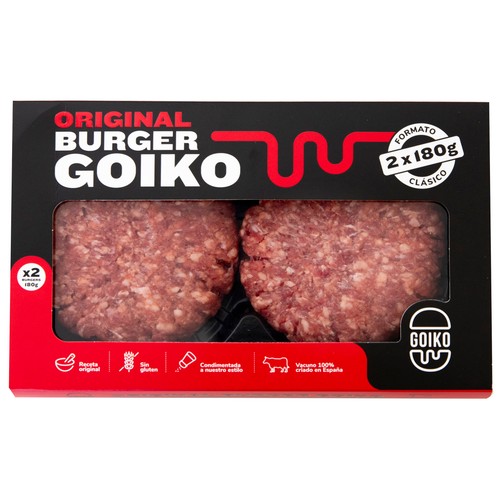 GOIKO Burger meat de vacuno 100% criado en España 2 x 180 g.