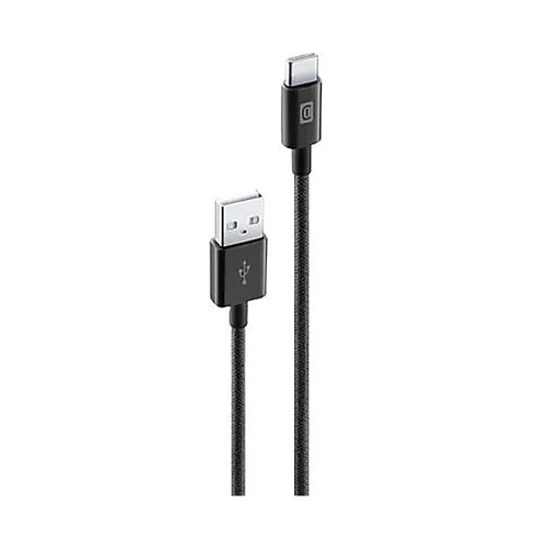 Cable universal trenzado USB a USB-C, CELLULAR LINE, 1,5 m., color negro.