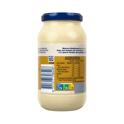HELLMANN´S Salsa Mayonesa con mostaza, formato frasco 340ml.