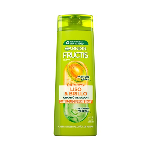 FRUCTIS Liso & brillante Champú alisador para cabellos rebeldes y difíciles de alisar 2 x 380 ml.