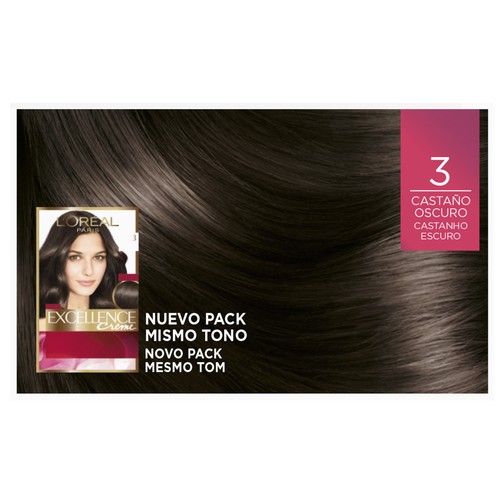 L´ORÉAL PARIS Excellence creme Tinte de pelo permanente tono 3 Castaño oscuro.