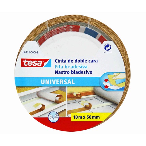 Rollo de 10 metros de cinta adhesiva de doble cara de 50 milímetros TESA.