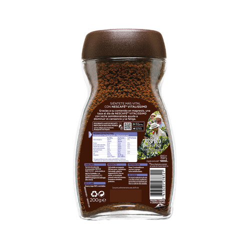 NESCAFÉ Café soluble natural con magnesio NESCAFÉ VITALÍSSIMO 200 g.