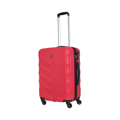 Maleta mediana de viaje rígida de color rojo de 65 cm y 4 ruedas ABS, AIRPORT ALCAMPO.