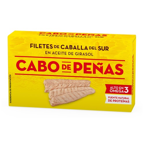 CABO DE PEÑAS Caballa del sur en aceite de girasol en filetes lata de 53 g.