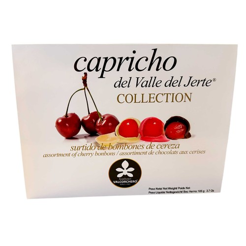VALCORCHERO Bombones de cereza y chocolate negro, blanco y ruby capricho 105 g.