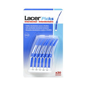 Imagen de LACER Cepillos interdentales triangulares, suaves y flexibles LACER Picks 30 uds.