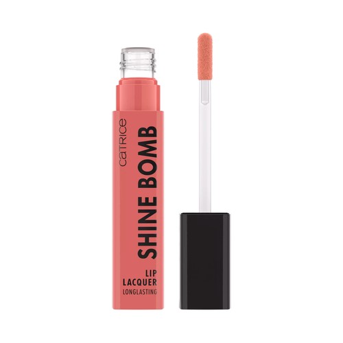 CATRICE Shine bomb tono 030 Sweet talker Barra de labios líquida brillante de larga duración y acabado nude.
