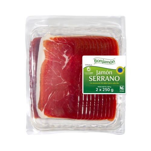 BONJAMÓN Jamón serrano cortado en lonchas con separador 2 x 250 g.