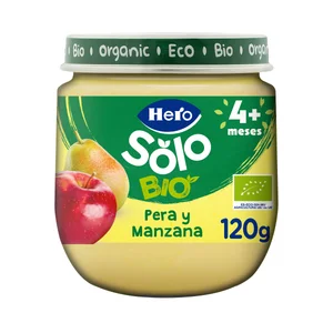 HERO Solo bio Tarrito de fruta (pera y manzana) ecológica, a partir de 4 meses 120 g.