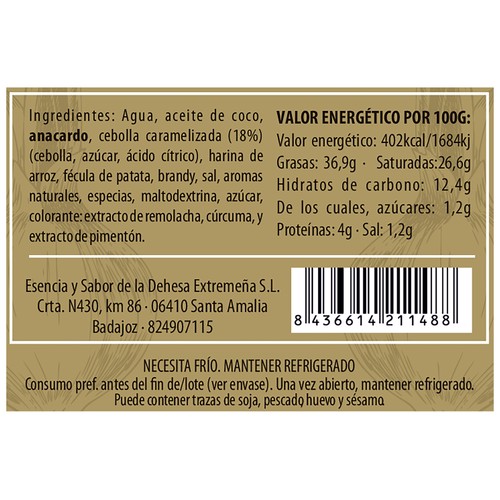 ESENCIA Y SABOR DE LA DEHESA Fuagrá vegetal con cebolla caramelizada 100 g.