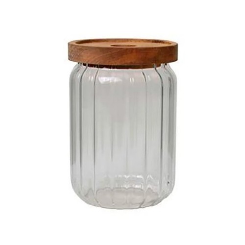 Bote de cristal con rayas, 1,3 L, ALCAMPO.