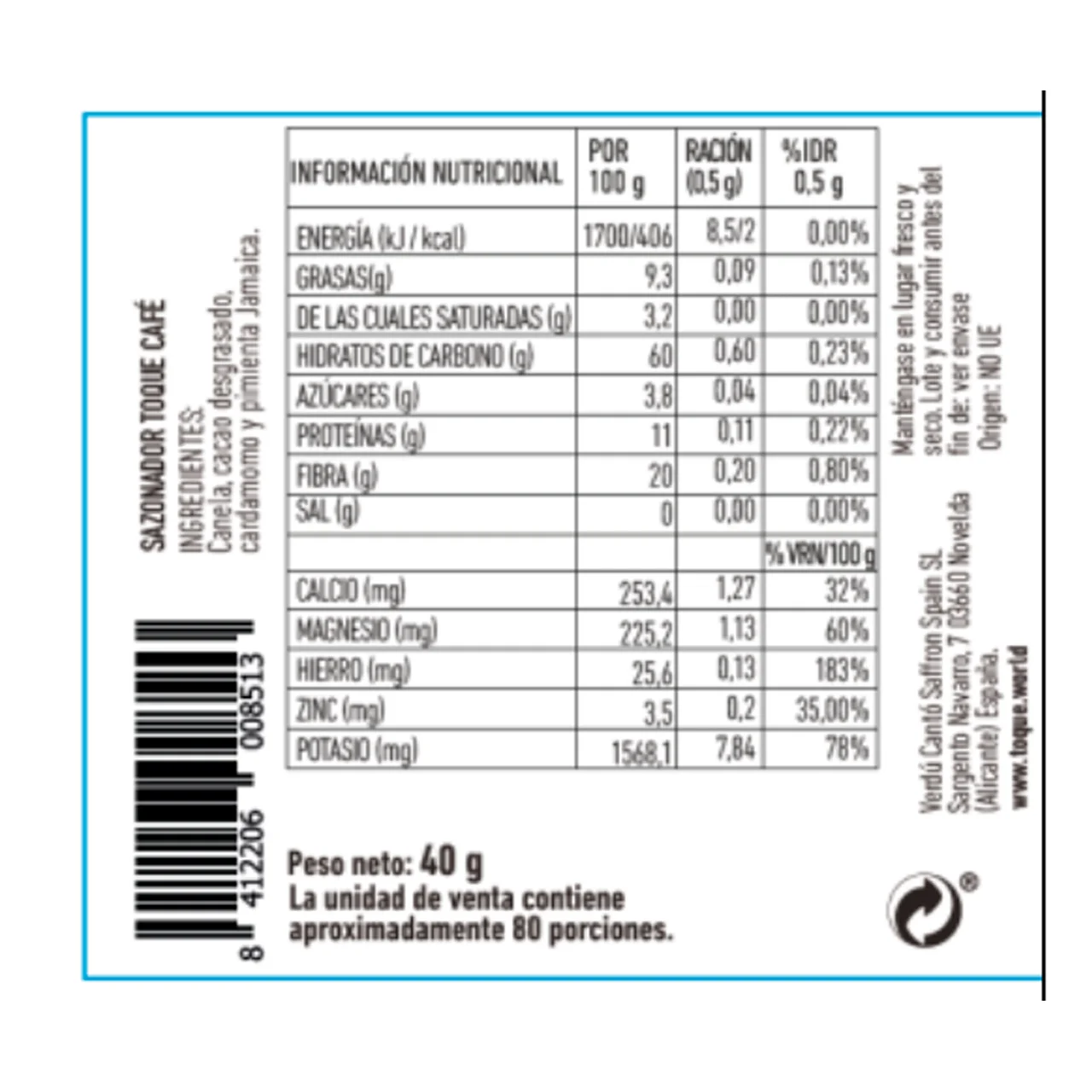 Sazonador para café 40gr