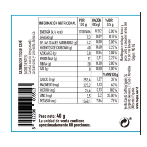TOQUE Sazonador para café 40gr